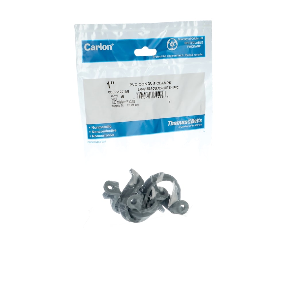 Collier de serrage pour conduit en PVC de 1 po, Schedule 40. Espacement des colliers de serrage : 29,5 po. (Boîte de 5 unités)