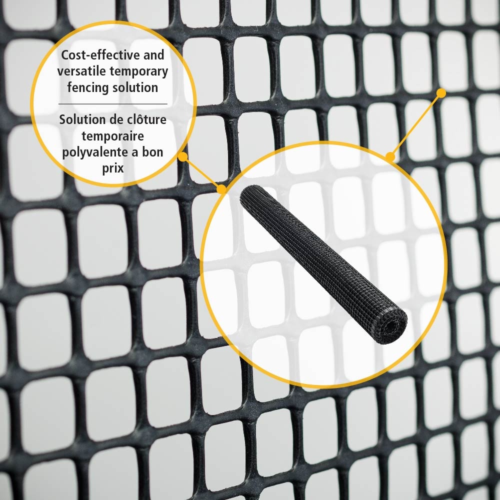 15 ft. L x 36-inch H Black Plastic Fencing with 1/2-inch x 1/2-inch Mesh