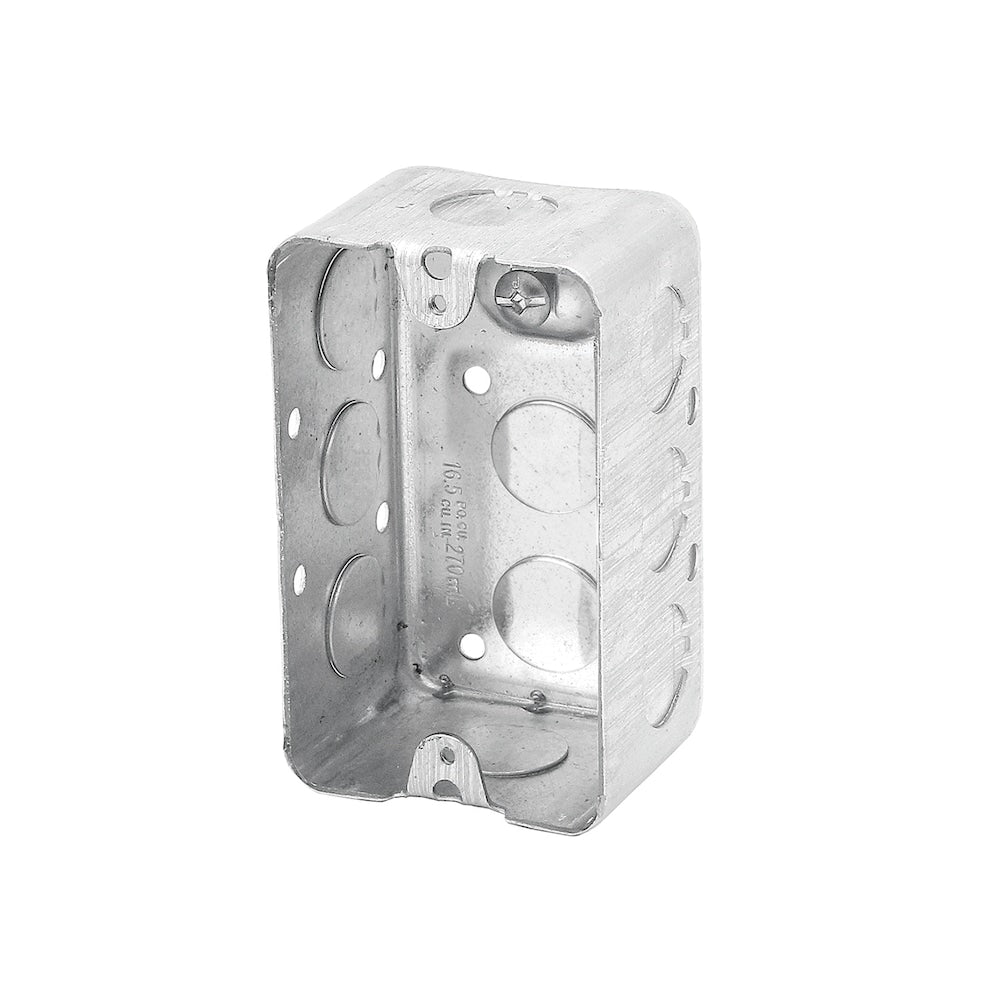 4 x 2-3/8 x 1-7/8 D. 16.5 cu.inch Rectangle Steel Surface Box