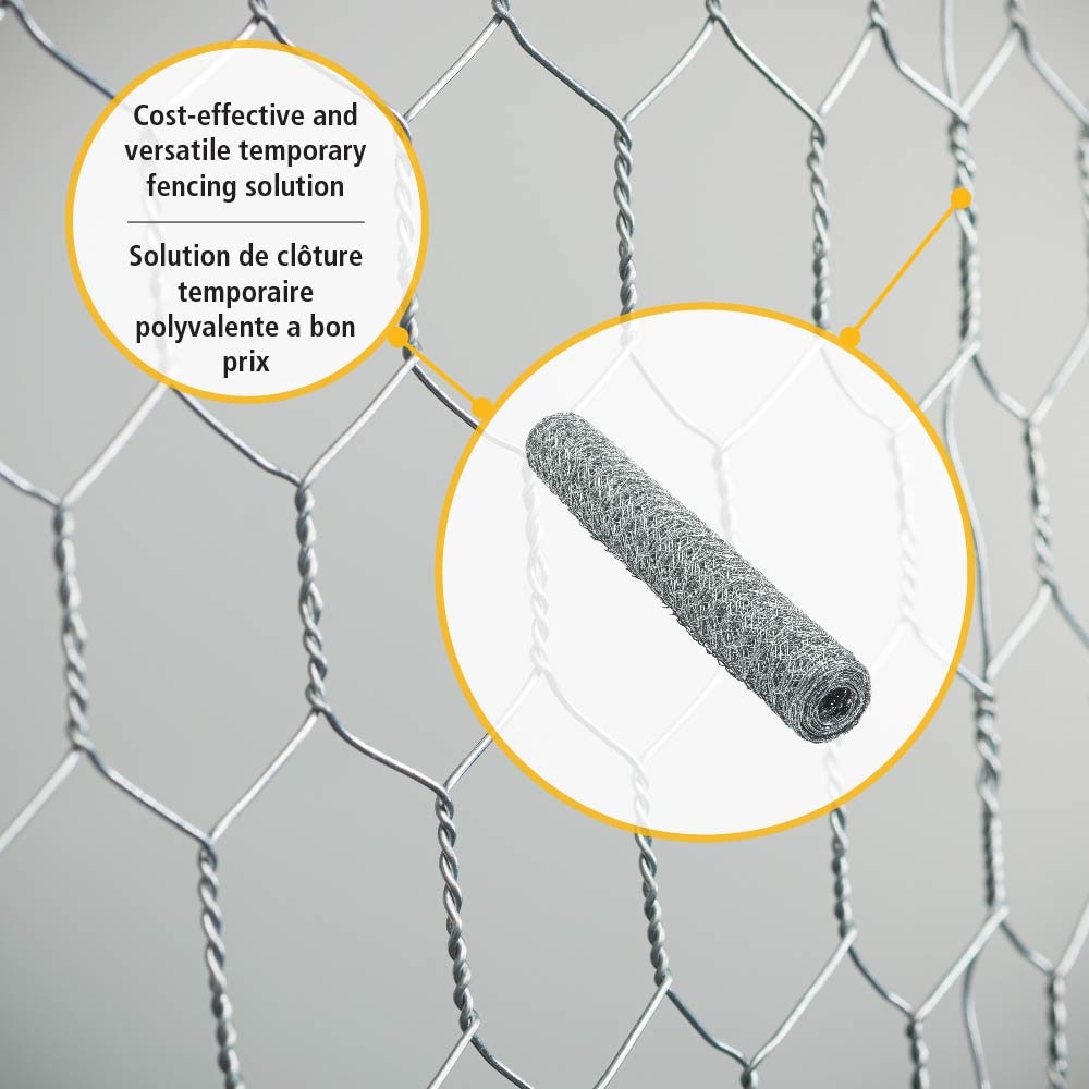25 ft. L x 24-inch H Hexagonal Galvanized Steel Chicken Wire with 1-inch x 1-inch Mesh