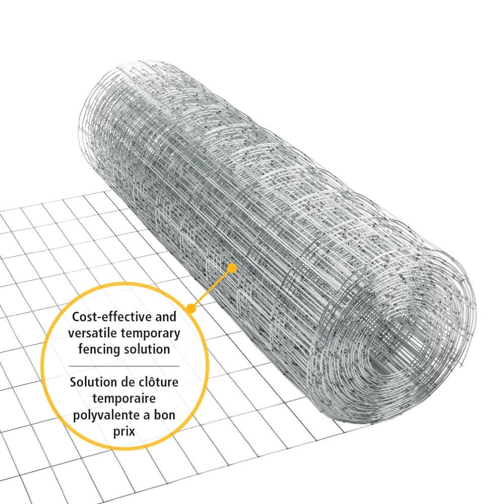 50 ft. L x 36-inch H Welded Wire Galvanized Steel Mesh Netting Fence with 2-inch x 4-inch Mesh