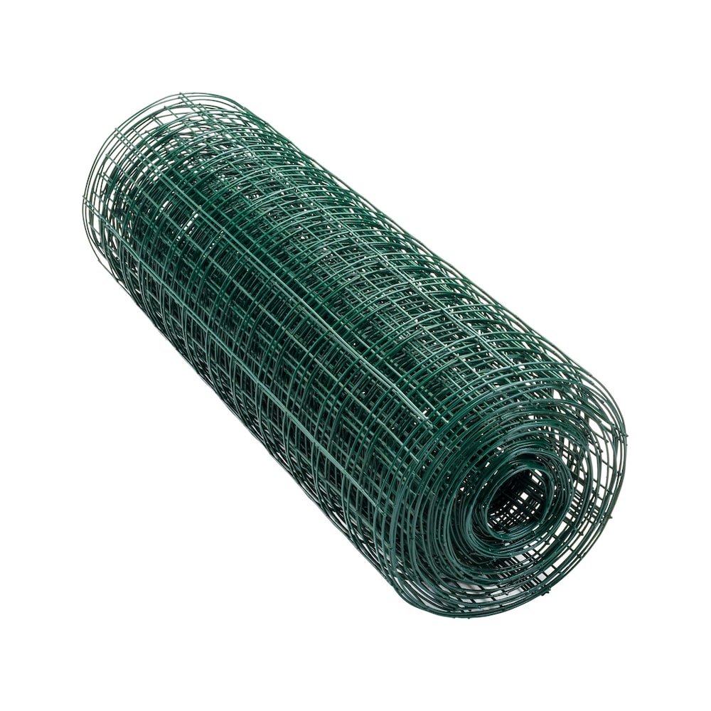 50 ft. L x 24-inch H Green Vinyl-Coated Welded Wire Netting Fence with 3-inch x 2-inch Mesh