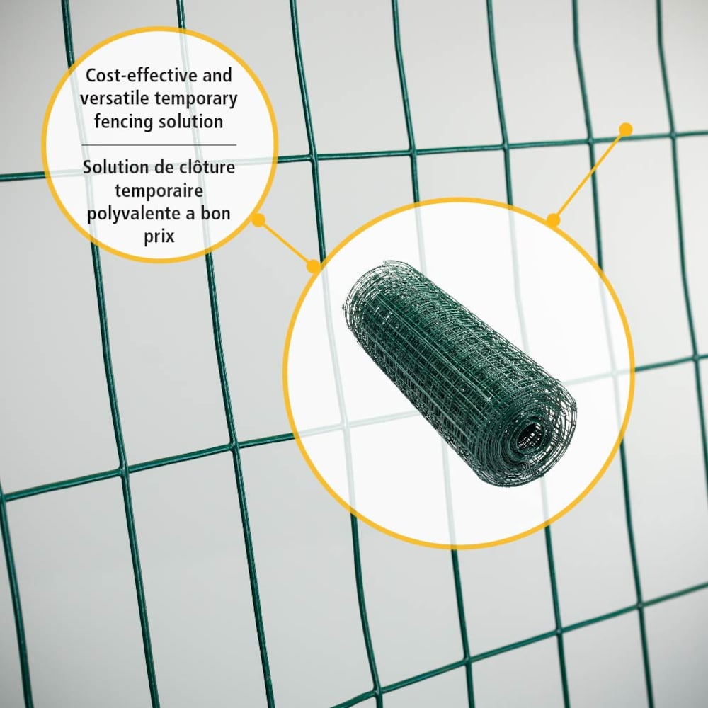 50 ft. L x 24-inch H Green Vinyl-Coated Welded Wire Netting Fence with 3-inch x 2-inch Mesh