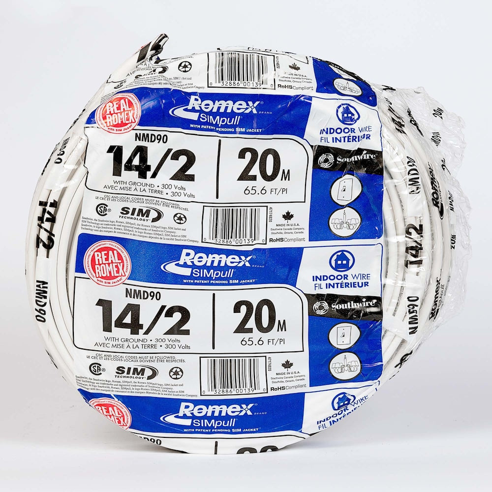 14/2 NMD90 20M Romex SIMpull Electrical Wire - White