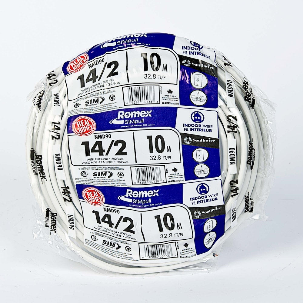 14/2 NMD90 10M Romex SIMpull Electrical Wire - White