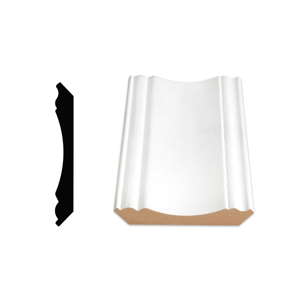 Moulure couronnée/ogee en panneau de fibres apprêté MDF de 5/8 po x 4 1/2 po x 96 po