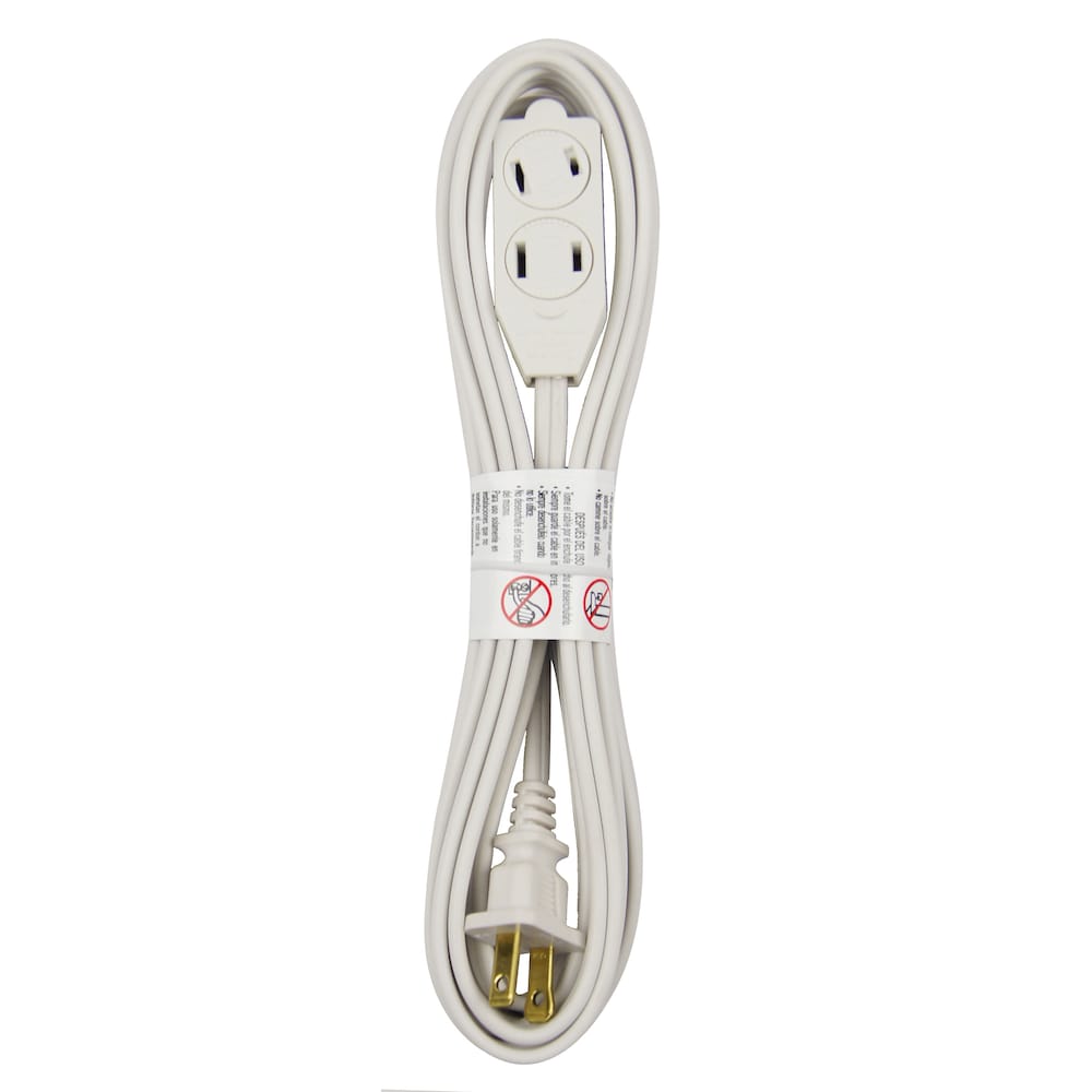 12 ft. 16 Gauge 13 Amps Indoor Light Duty Extension Cord for Small Appliances, White