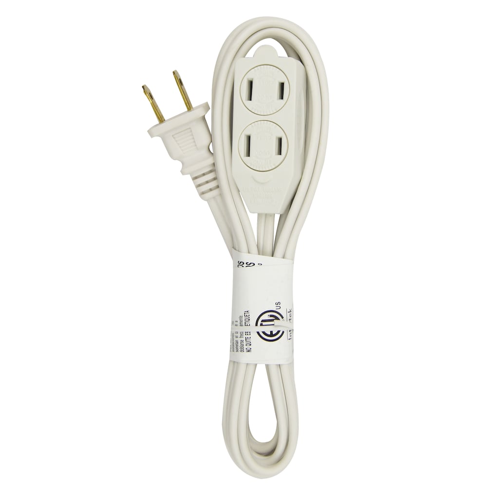 6 ft. 16 Gauge 13 Amps Indoor Light Duty Extension Cord, White