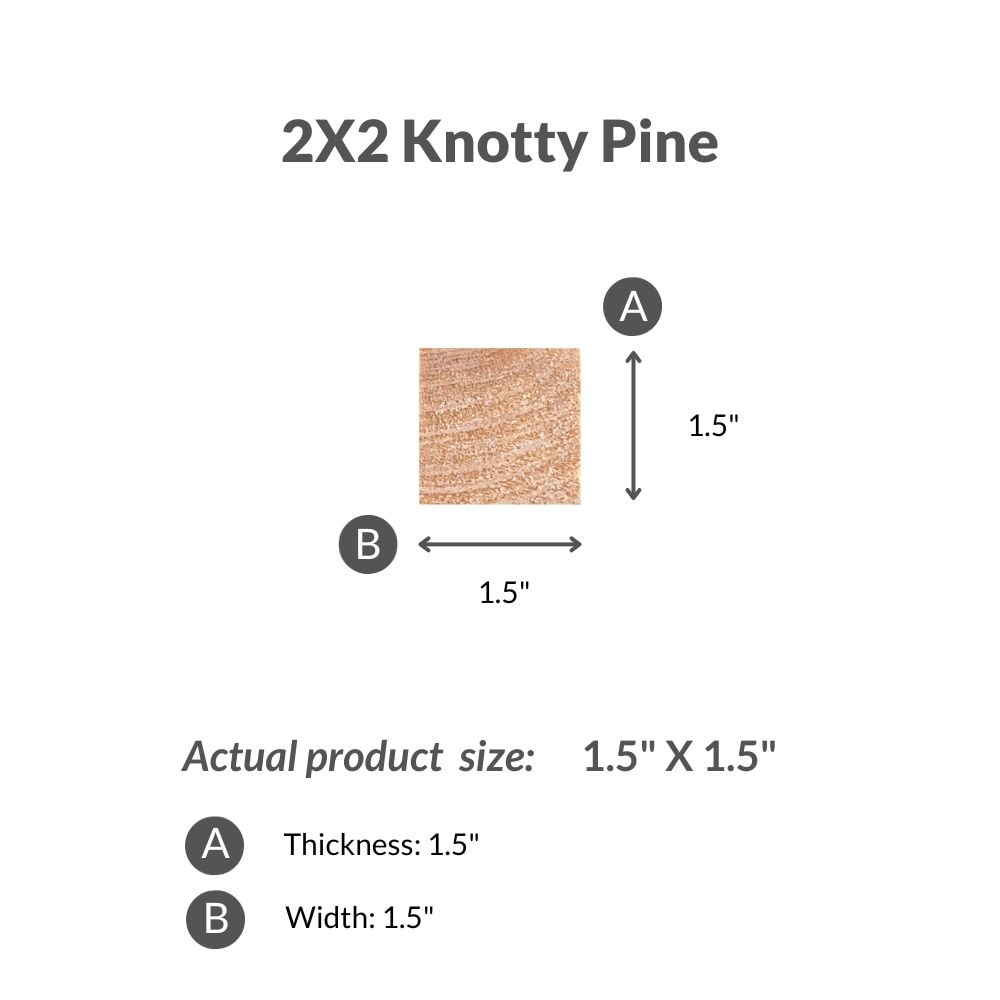 Planche de pin noueux de 2 pouces x 2 pouces x 8 pieds