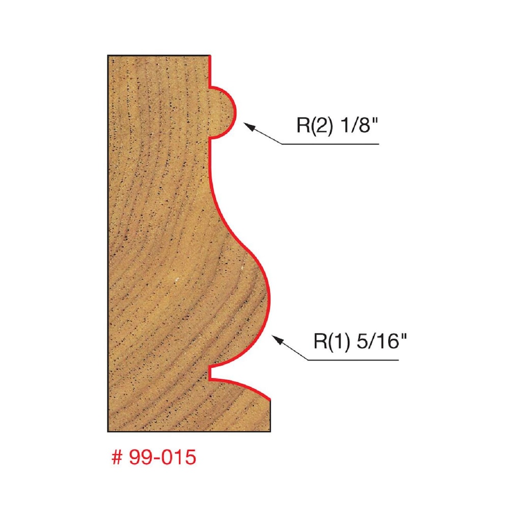 1 1/16-Inch x 1 5/8-Inch x 1/2-Inch Shank Carbide Tipped 2 Cutter Face Molding Router Bit for Wood/Composite