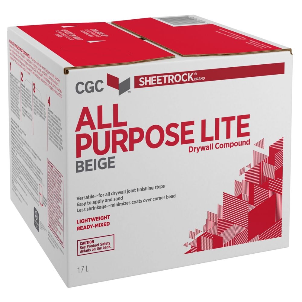 All Purpose-Lite Drywall Compound, Beige, Ready-Mixed, 17 L Carton