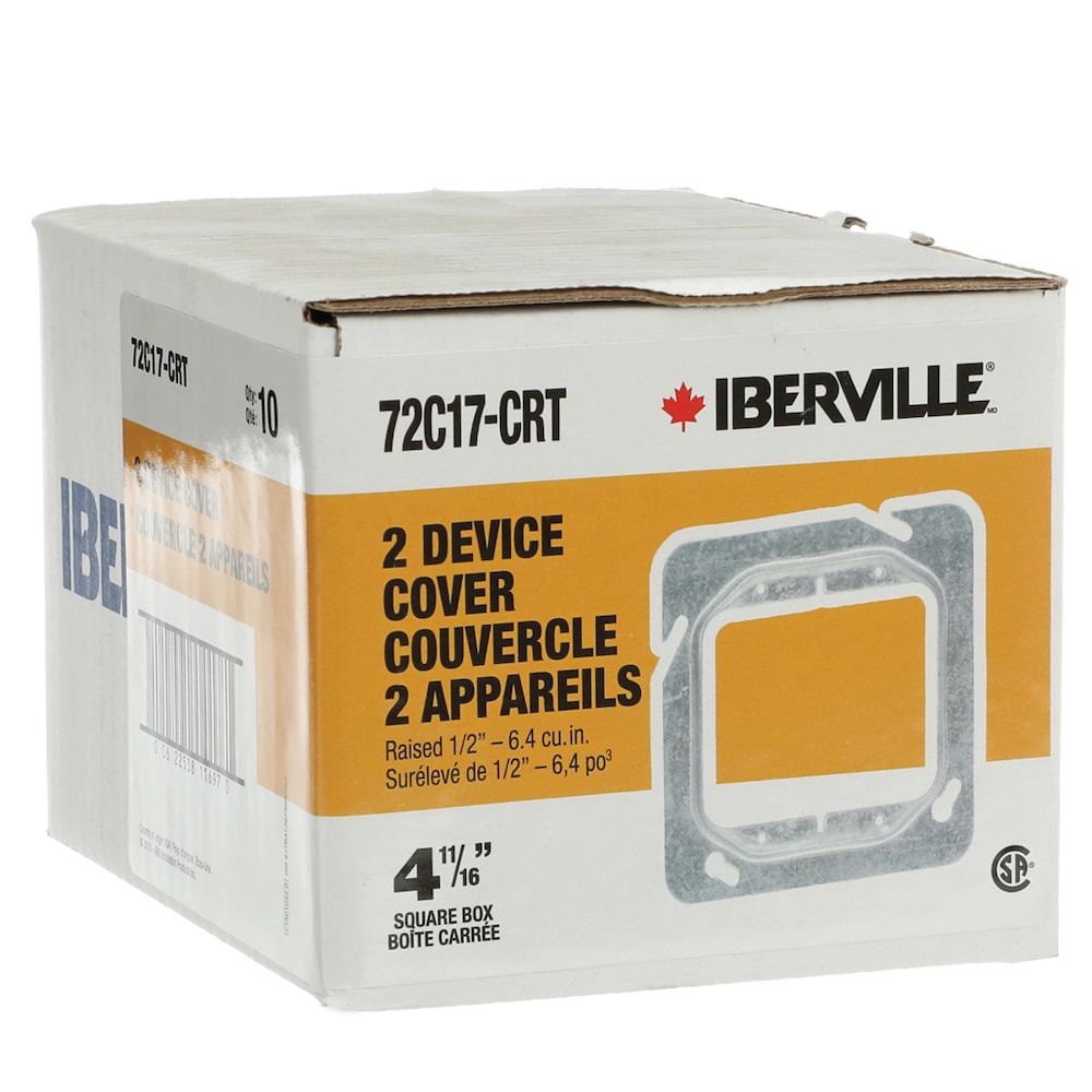 72 - 4-11/16 in. square 1/2 in. raised cover for two devices