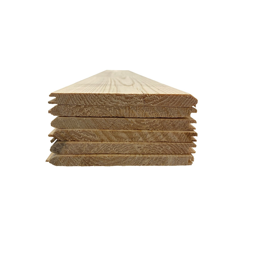 Joint en V à rainure et languette, 5/16 po x 3 9/16 po x 96 po, pin noueux, paquet de 6