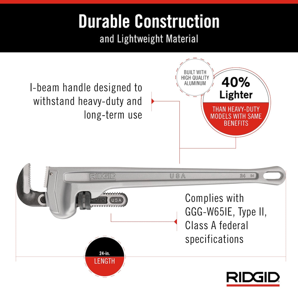 24 In. Aluminum Pipe Wrench
