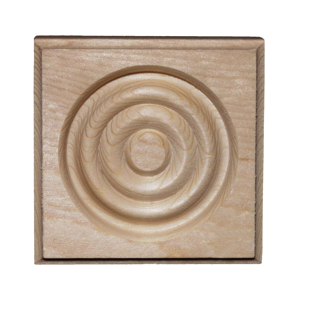 7/8-inch x 3-inch x 3-inch Pine Rosette Corner Block Moulding