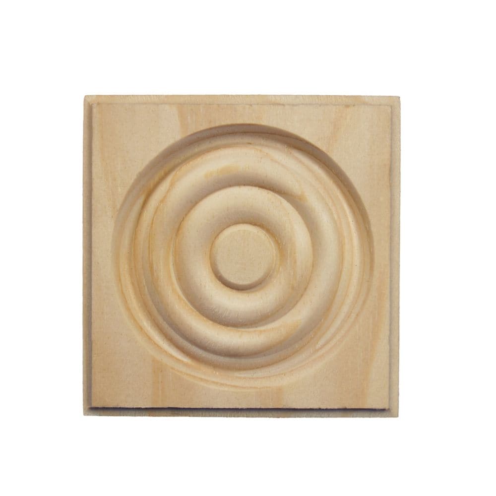 7/8-inch x 3-3/8-inch x 3-3/8-inch Pine Rosette Corner Block Moulding