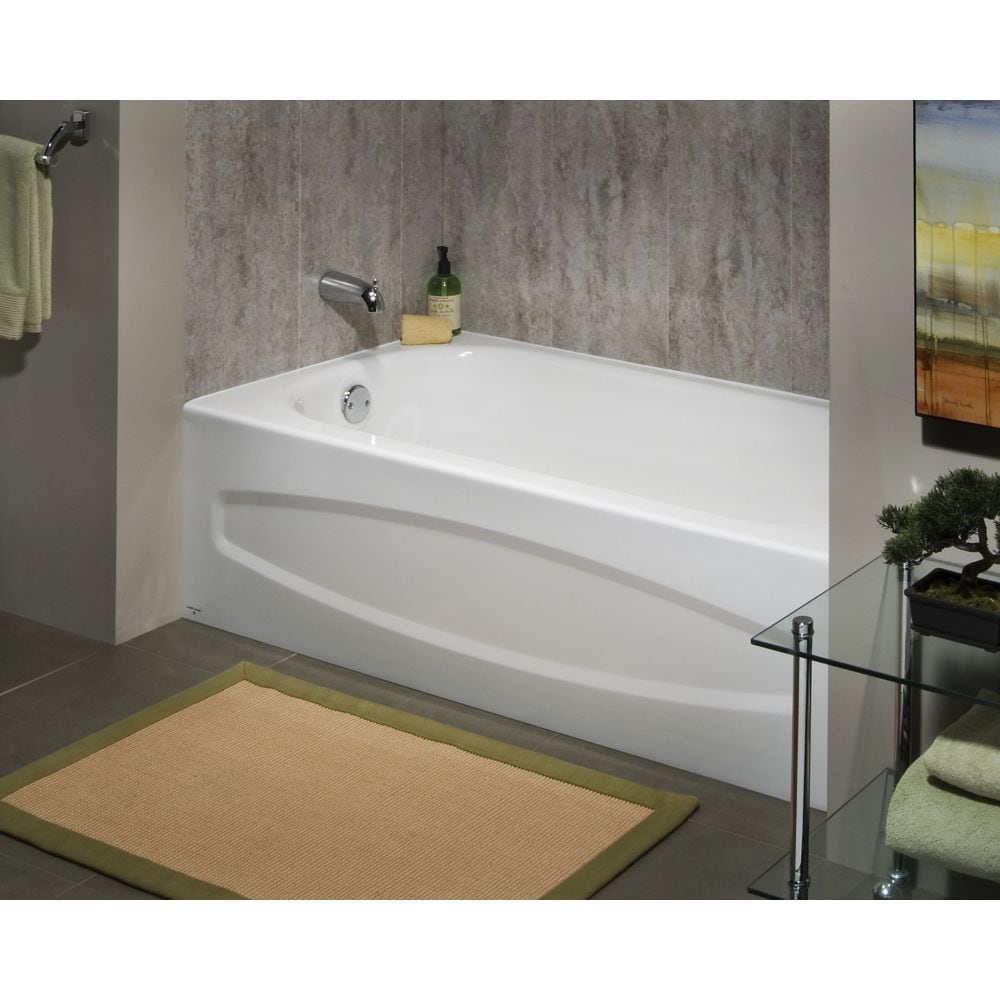 Cadet 5 ft. Alcove Rectangular Enamel Steel Bathtub with Left-Hand Outlet in White
