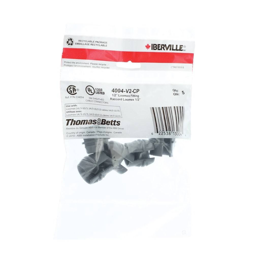 1/2 in. grey plastic fitting clamping range min. 0.21 in. max. 0.42 in. (Bag of 5 units)