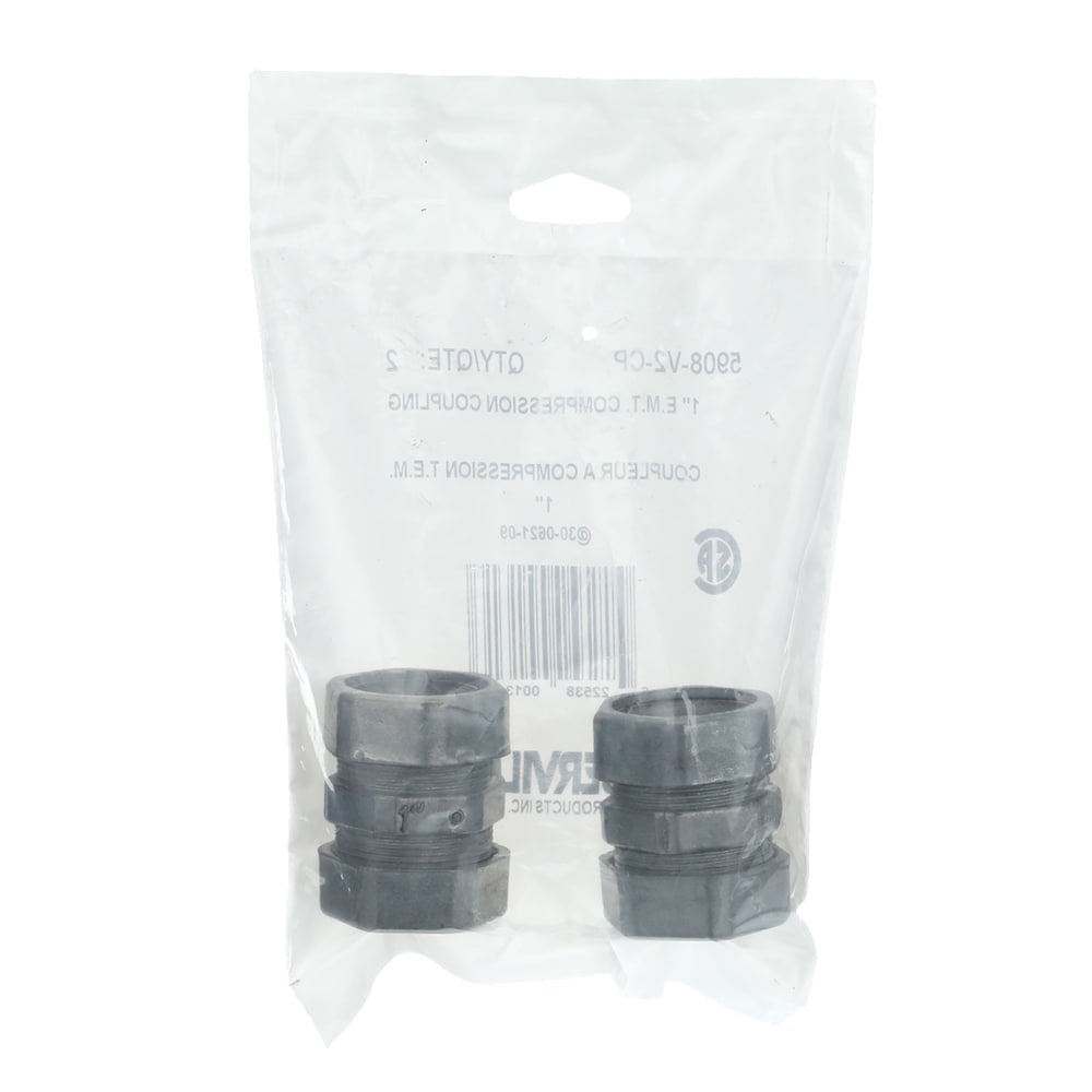 EMT 1 in. zinc compression coupling (Bag of 2 units)