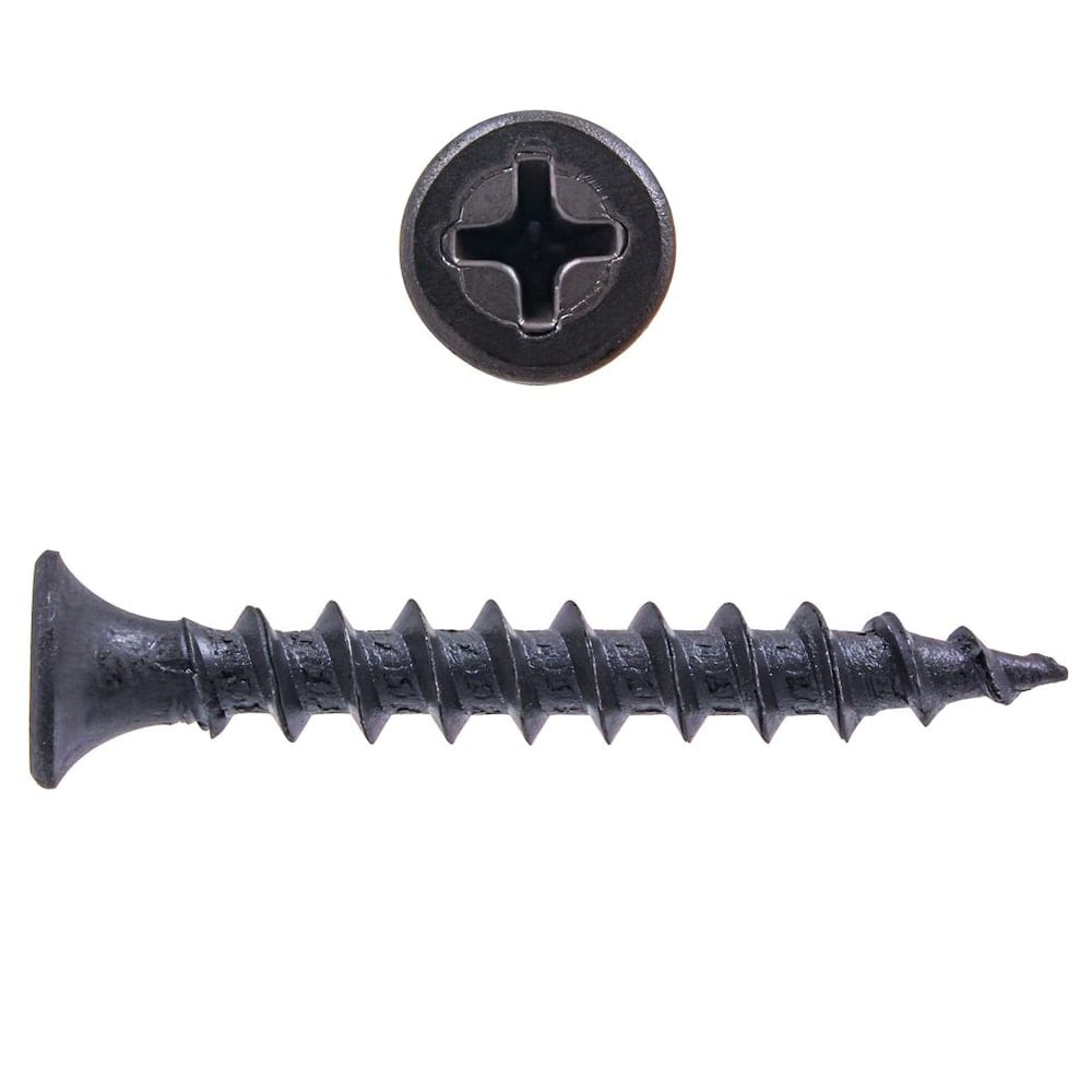 Vis de stratification à tête plate Phillips Drive #10 x 1-1/2 pouce, grossière, phosphate noir, 100 pièces
