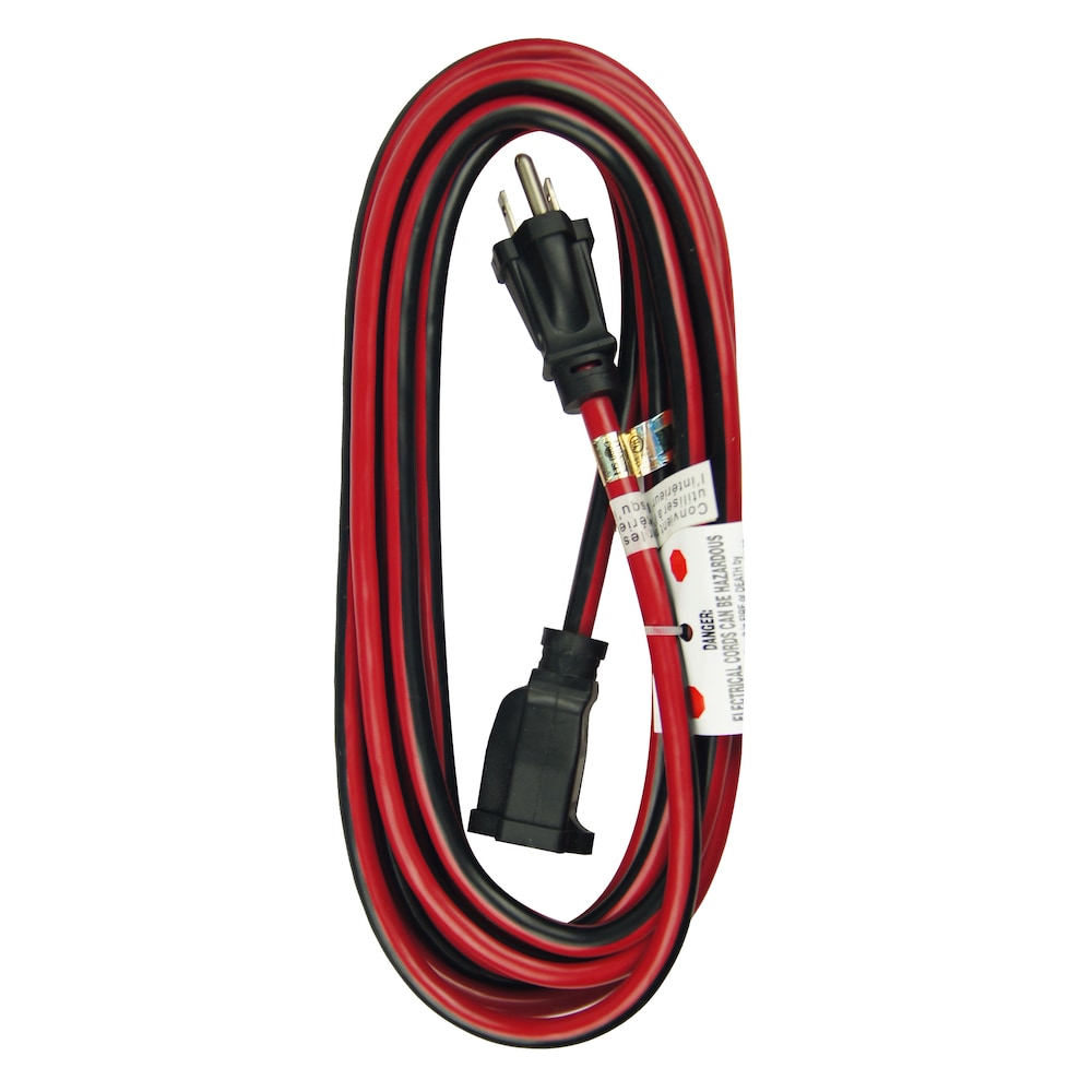 15 ft. 16 Gauge 13 Amps Indoor & Outdoor Light Duty Extension Cord, Black/Red