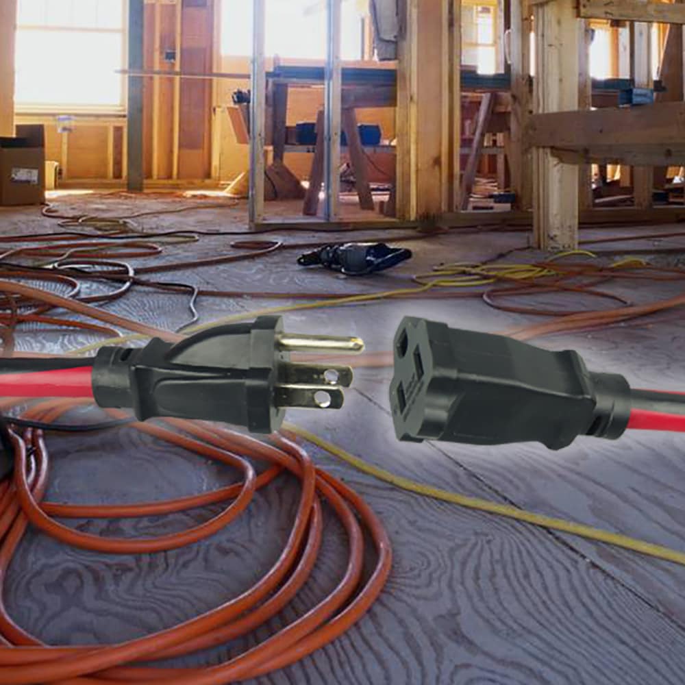 15 ft. 16 Gauge 13 Amps Indoor & Outdoor Light Duty Extension Cord, Black/Red