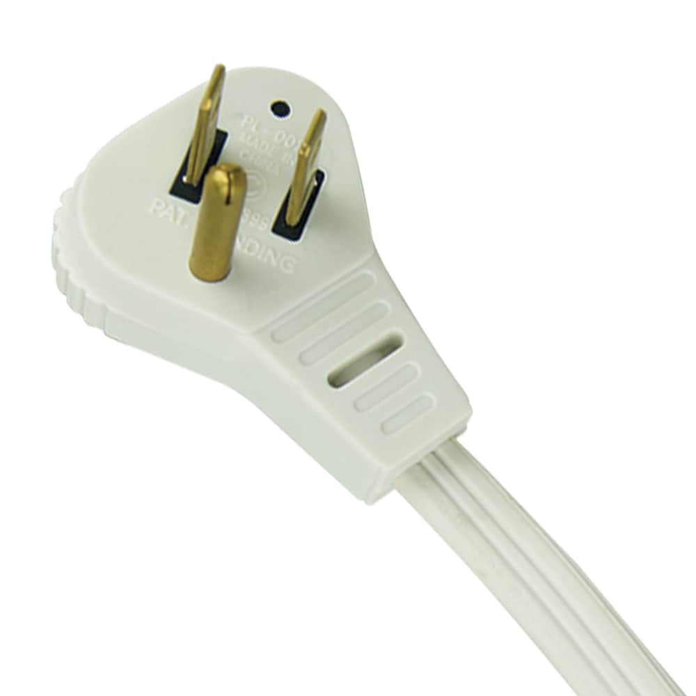 Rallonge à 3 broches pour travaux légers d'intérieur, calibre 16, 13 A, 12 pieds, pour espaces restreints, blanc