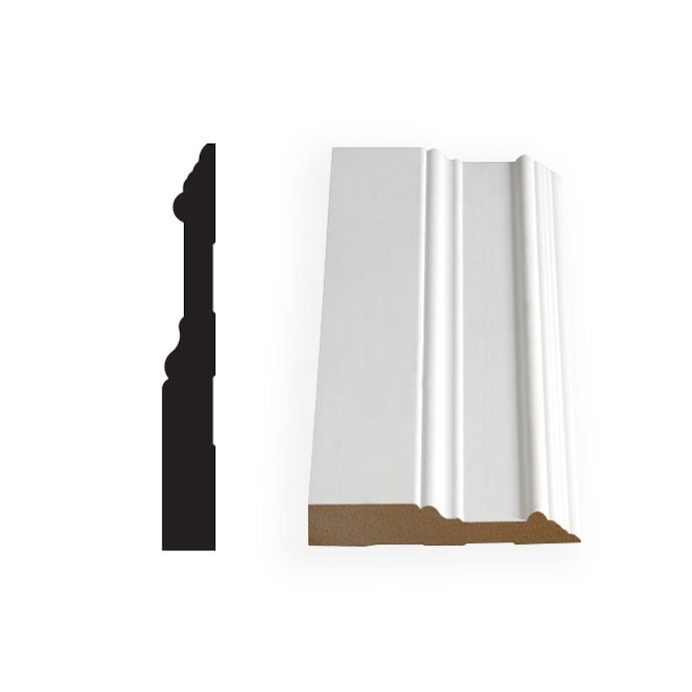 Moulure de plinthe apprêtée en MDF colonial de 5/8 po x 5 po x (16 pi max.)