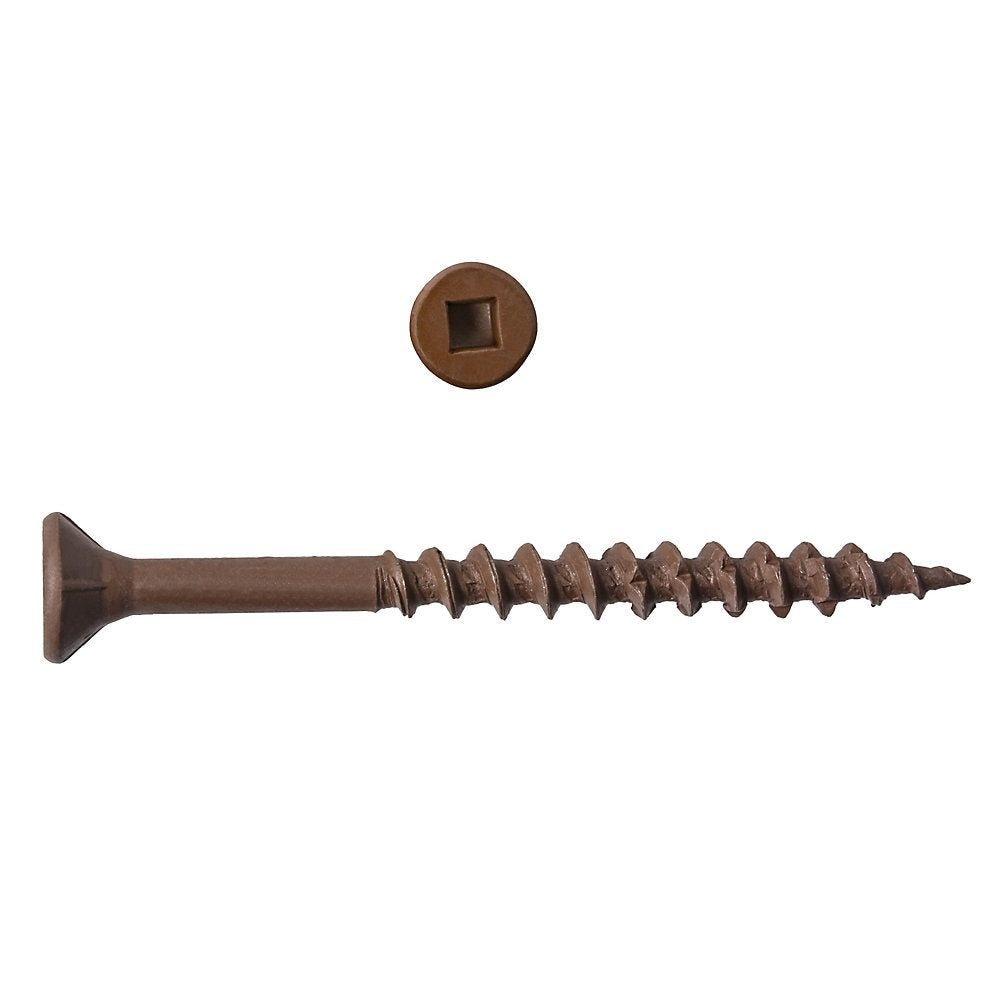 #8 x 3-inch Square Drive Flat Head Deck Screw UNC in Brown - 1000pcs