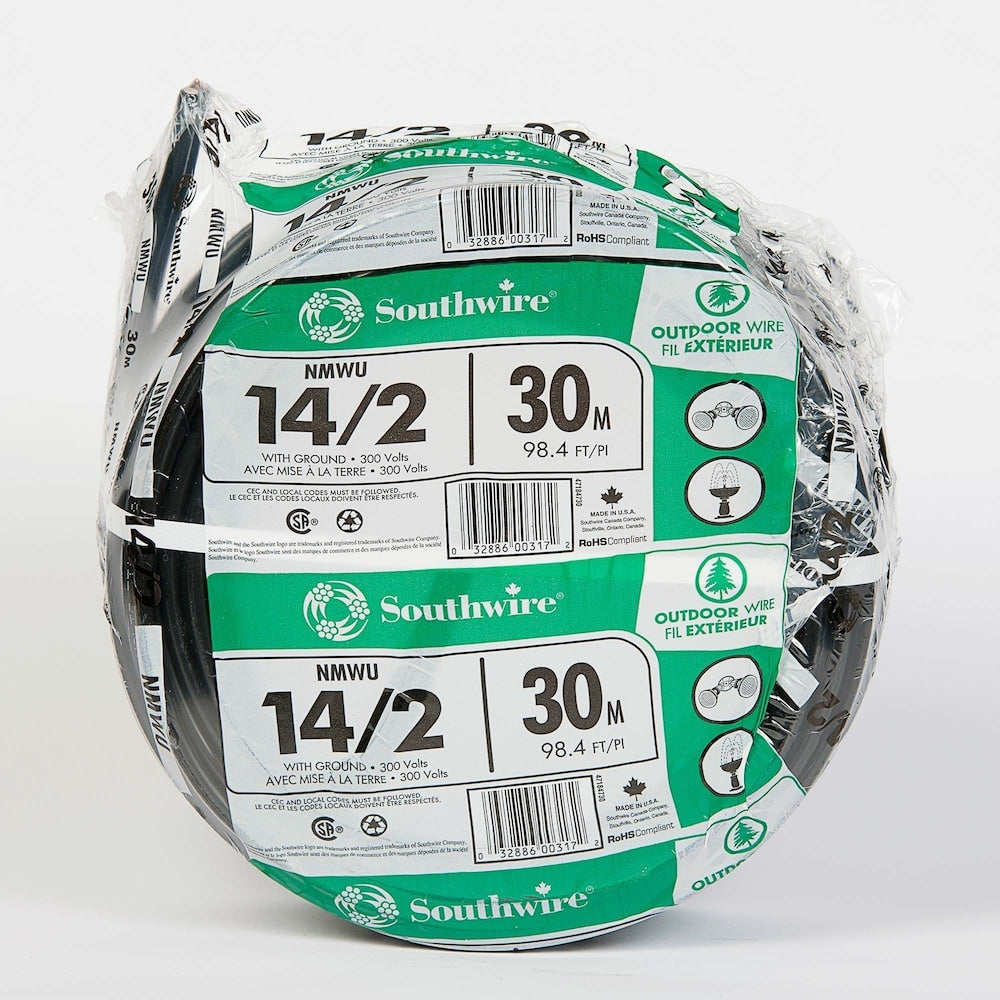 14/2 NMWU 30M Underground Copper Wire - Black