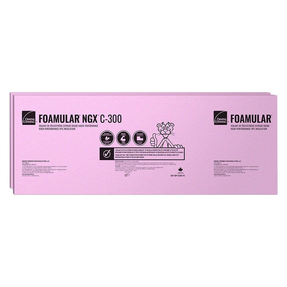 FOAMULAR NGX C-300 XPS Rigid Foam Insulation Board; 2-inch x 24-inch x 96-inch R-10 SL Edge