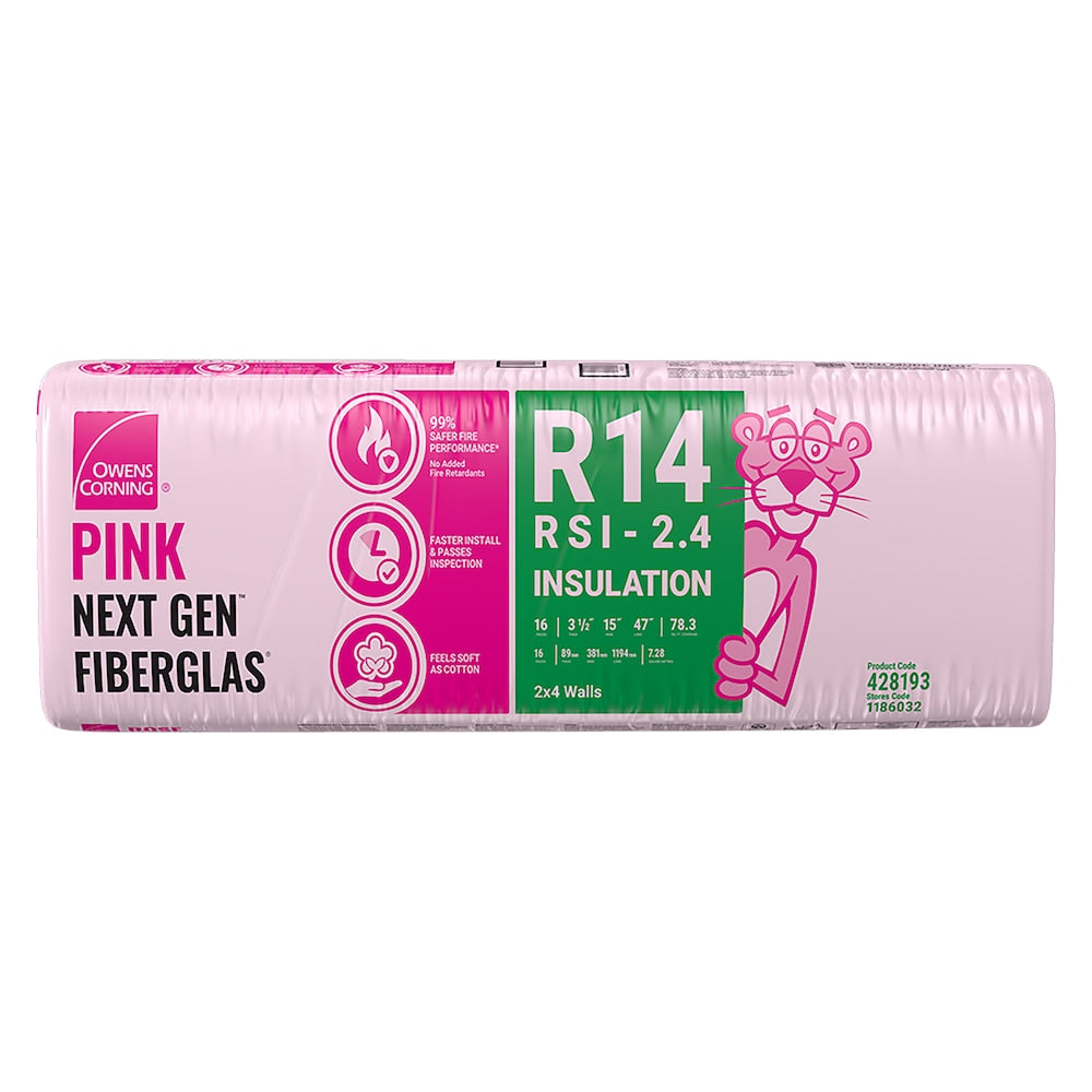 R-14 PINK NEXT GEN FIBERGLAS Insulation 15-inch x 47-inch x 3.5-inch (78.3 sq.ft.)