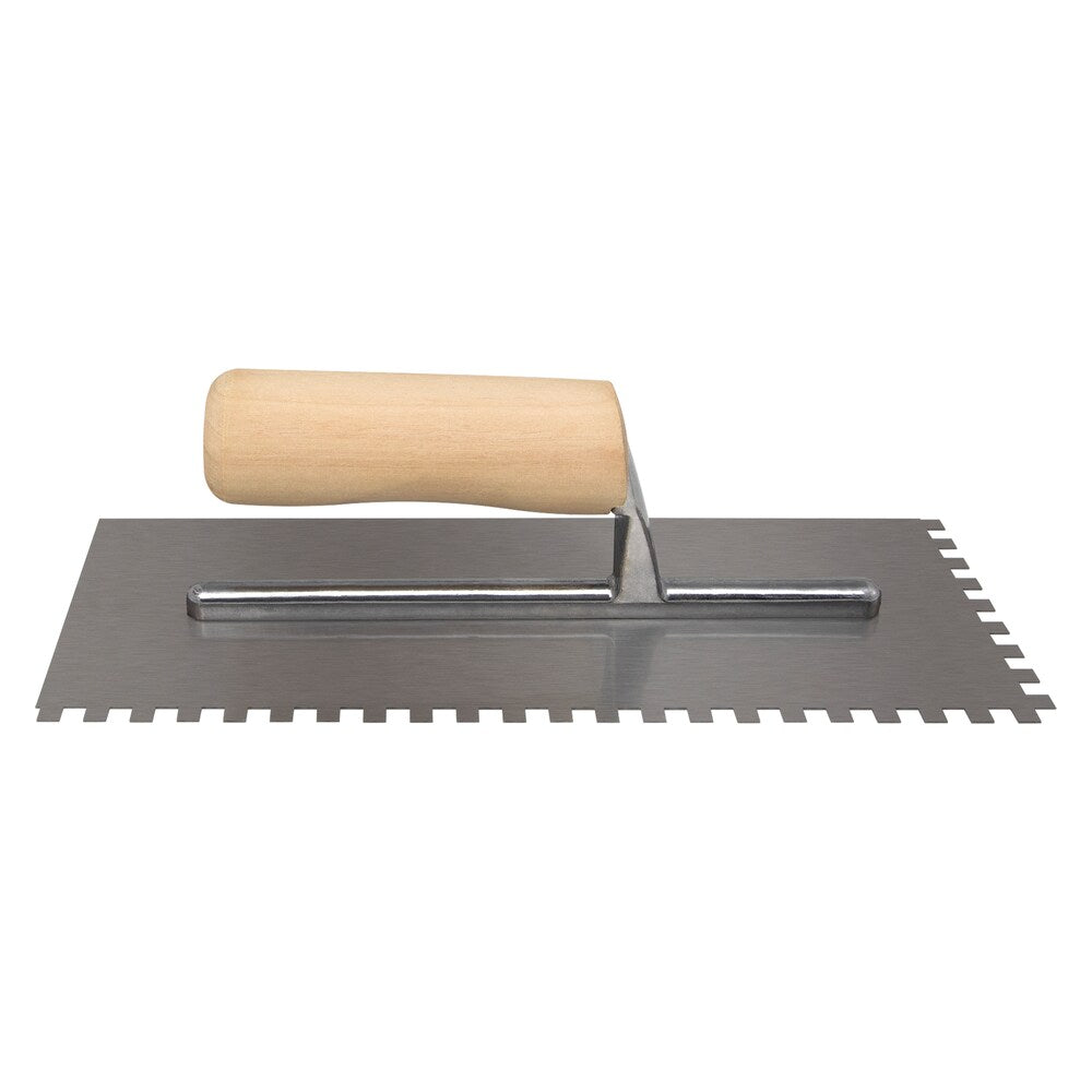 1/4 in. x 1/4 in. x 1/4 in. Traditional Carbon Steel Square-Notch Flooring Trowel with Wood Handle