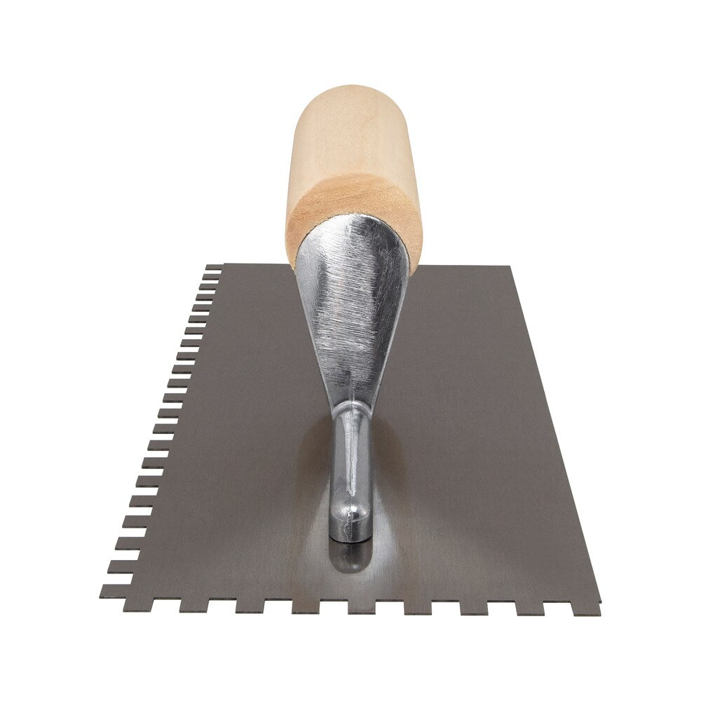 1/4 in. x 1/4 in. x 1/4 in. Traditional Carbon Steel Square-Notch Flooring Trowel with Wood Handle