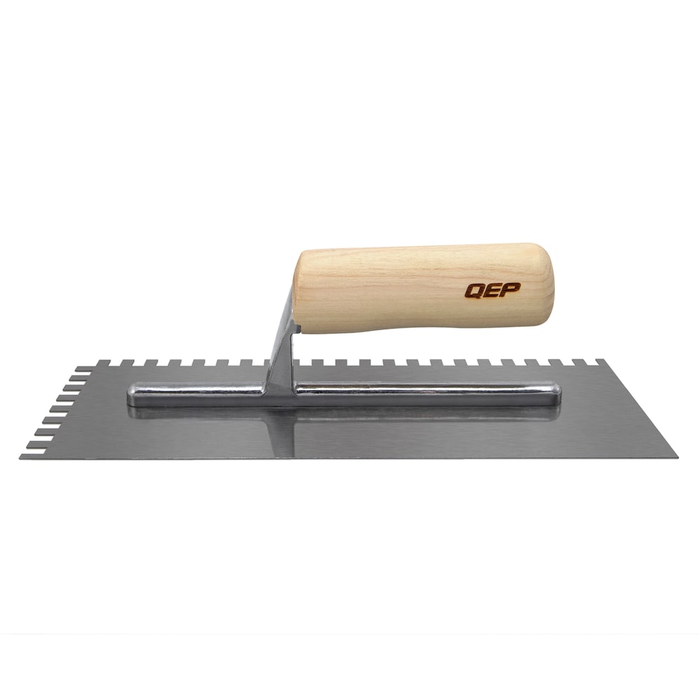 1/4 in. x 3/8 in. x 1/4 in. Traditional Carbon Steel Square-Notch Flooring Trowel with Wood Handle