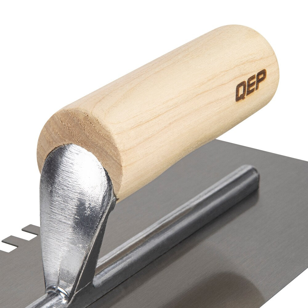 1/4 in. x 3/8 in. x 1/4 in. Traditional Carbon Steel Square-Notch Flooring Trowel with Wood Handle