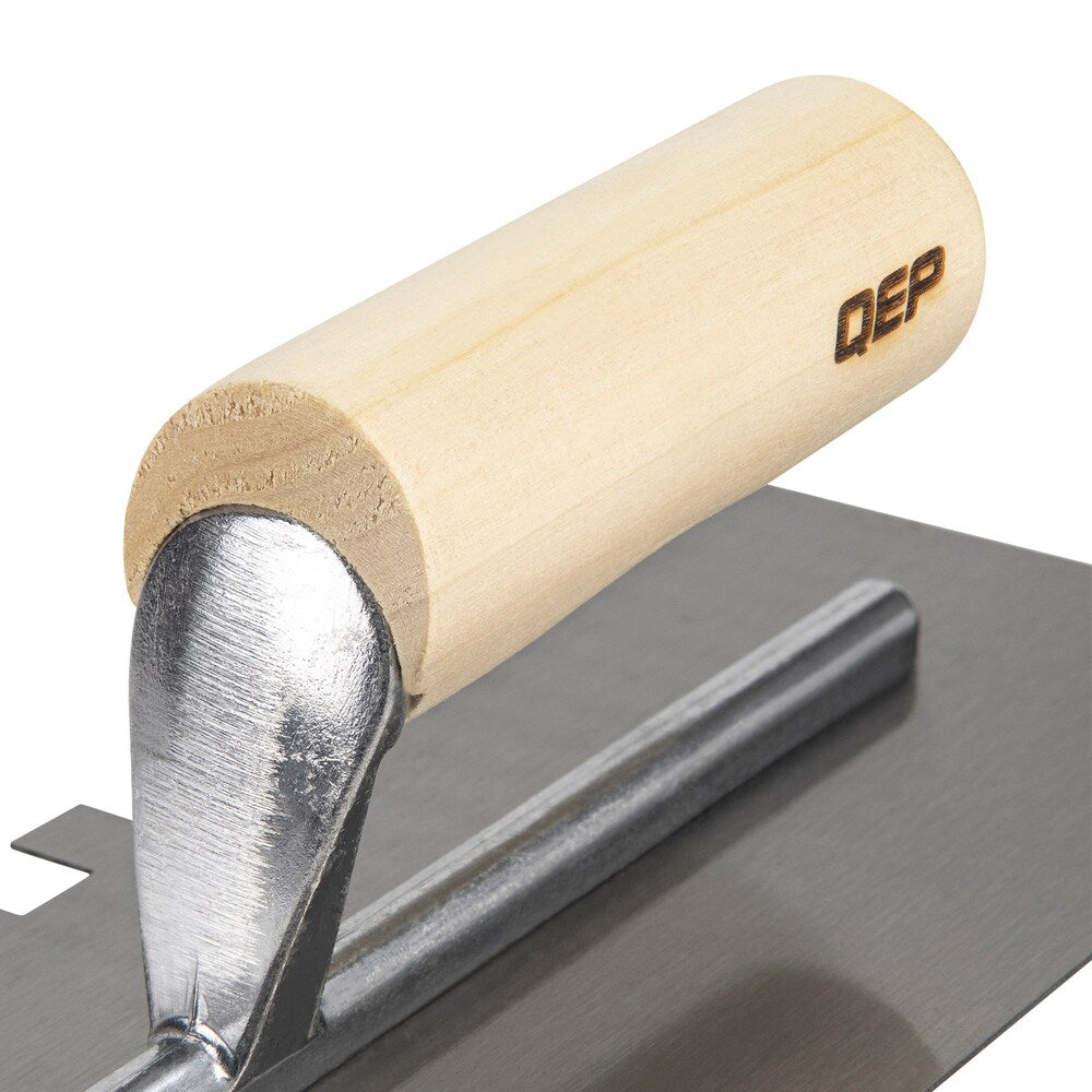 1/2 in. x 1/2 in. x 1/2 in. Traditional Carbon Steel Square-Notch Flooring Trowel with Wood Handle