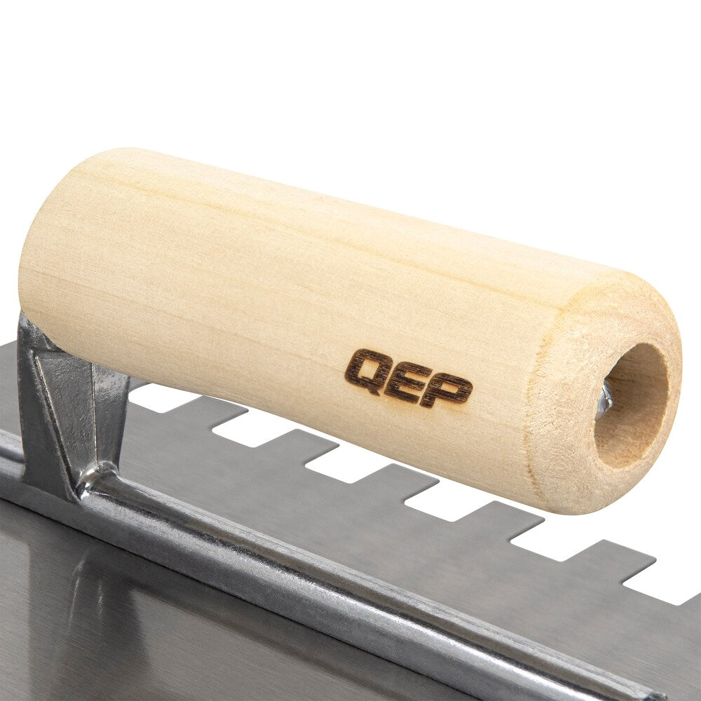 1/2 in. x 1/2 in. x 1/2 in. Traditional Carbon Steel Square-Notch Flooring Trowel with Wood Handle