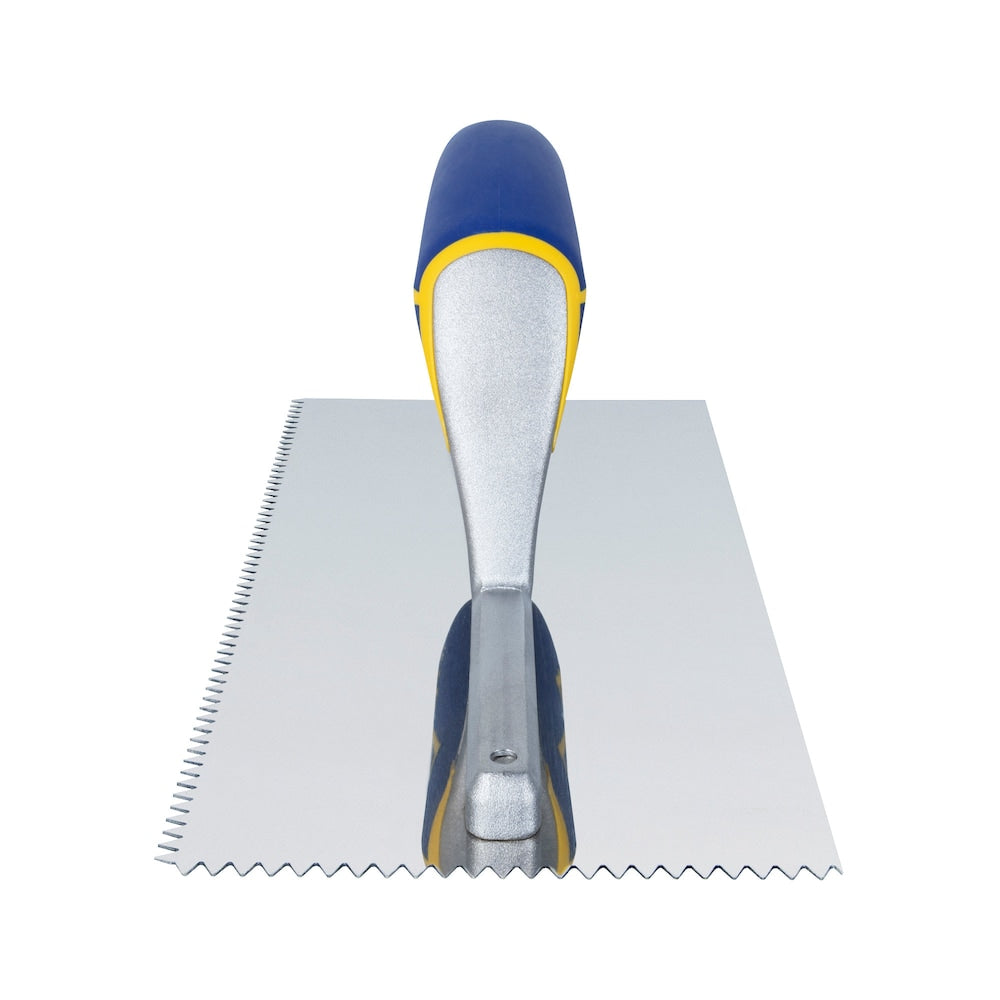 Truelle à plancher à encoches en V en acier inoxydable à prise confortable de 3/16 po x 5/32 po