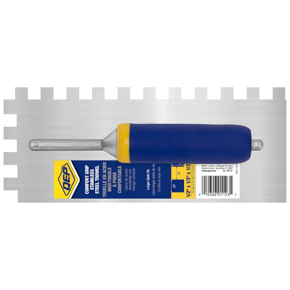 1/2 in. x 1/2 in. x 1/2 in. Comfort Grip Stainless Steel Square-Notch Flooring Trowel