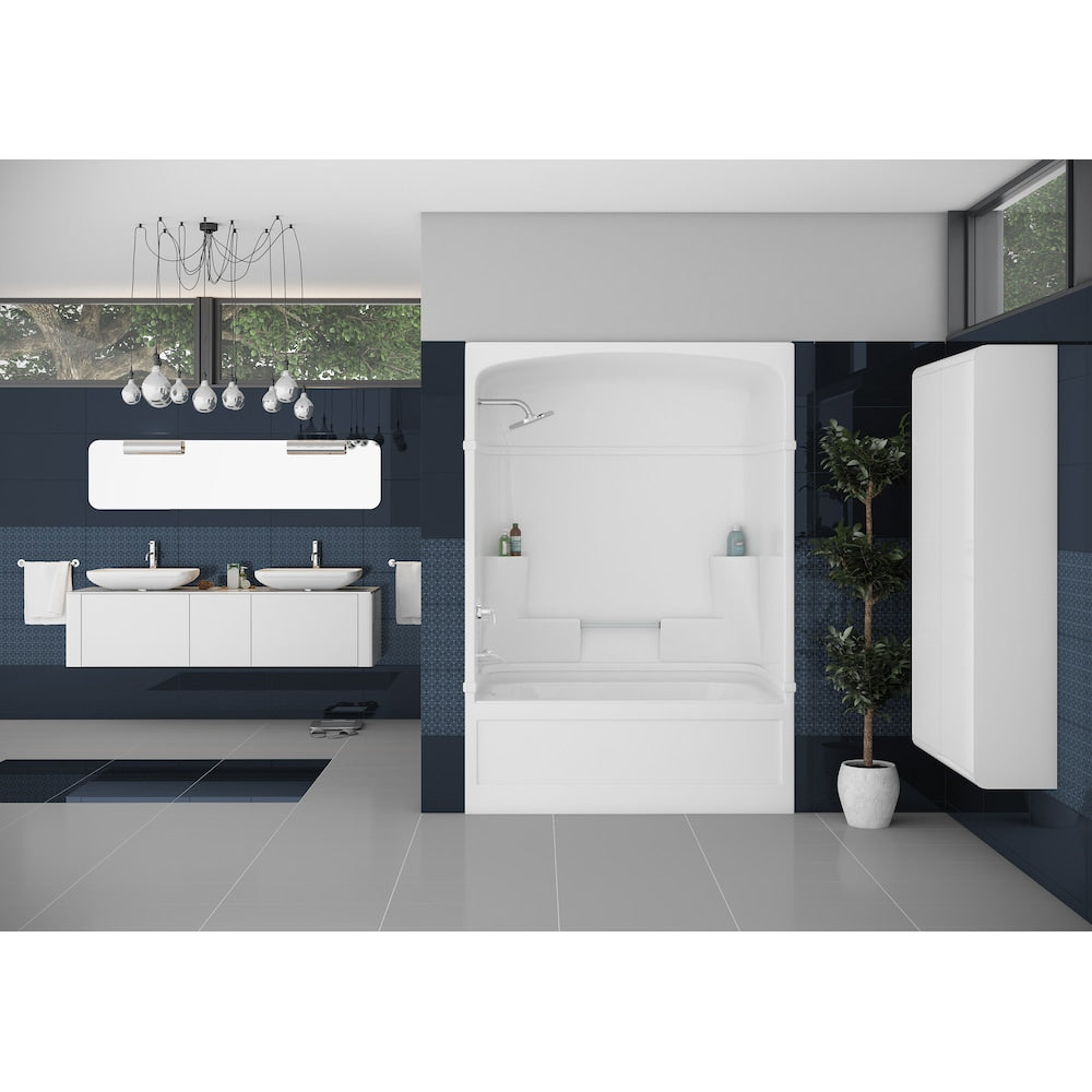 Contour de douche et de baignoire en acrylique Empire 3 pièces avec drain à gauche, blanc, 59,5 po x 85,5 po x 31 po