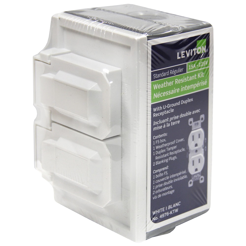 Duplex Receptacle Weatherproof Horizontal Electrical Box Cover Kit, White
