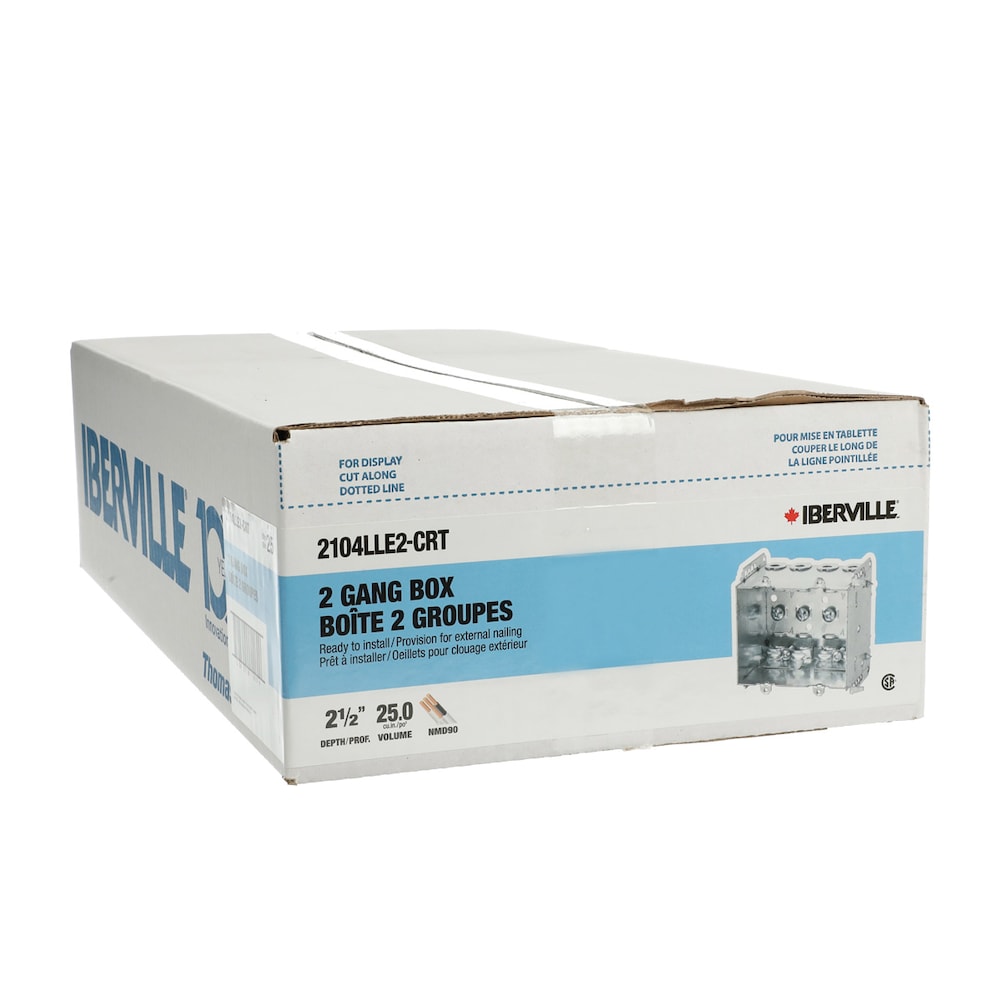 3 x 3-3/4 x 2-1/2 D. Two Gang 25 cu.inch Rectangle Steel Device Box