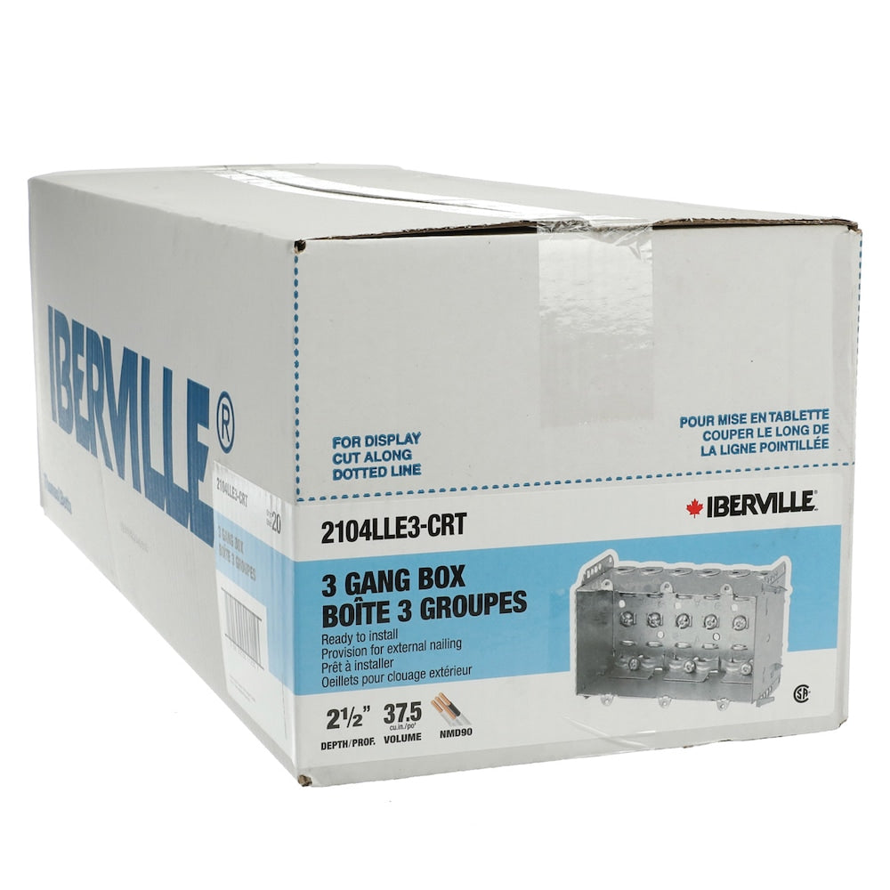 3 x 5-1/2 x 2-1/2 D. Three Gang 37.5 cu.inch Rectangle Steel Device Box