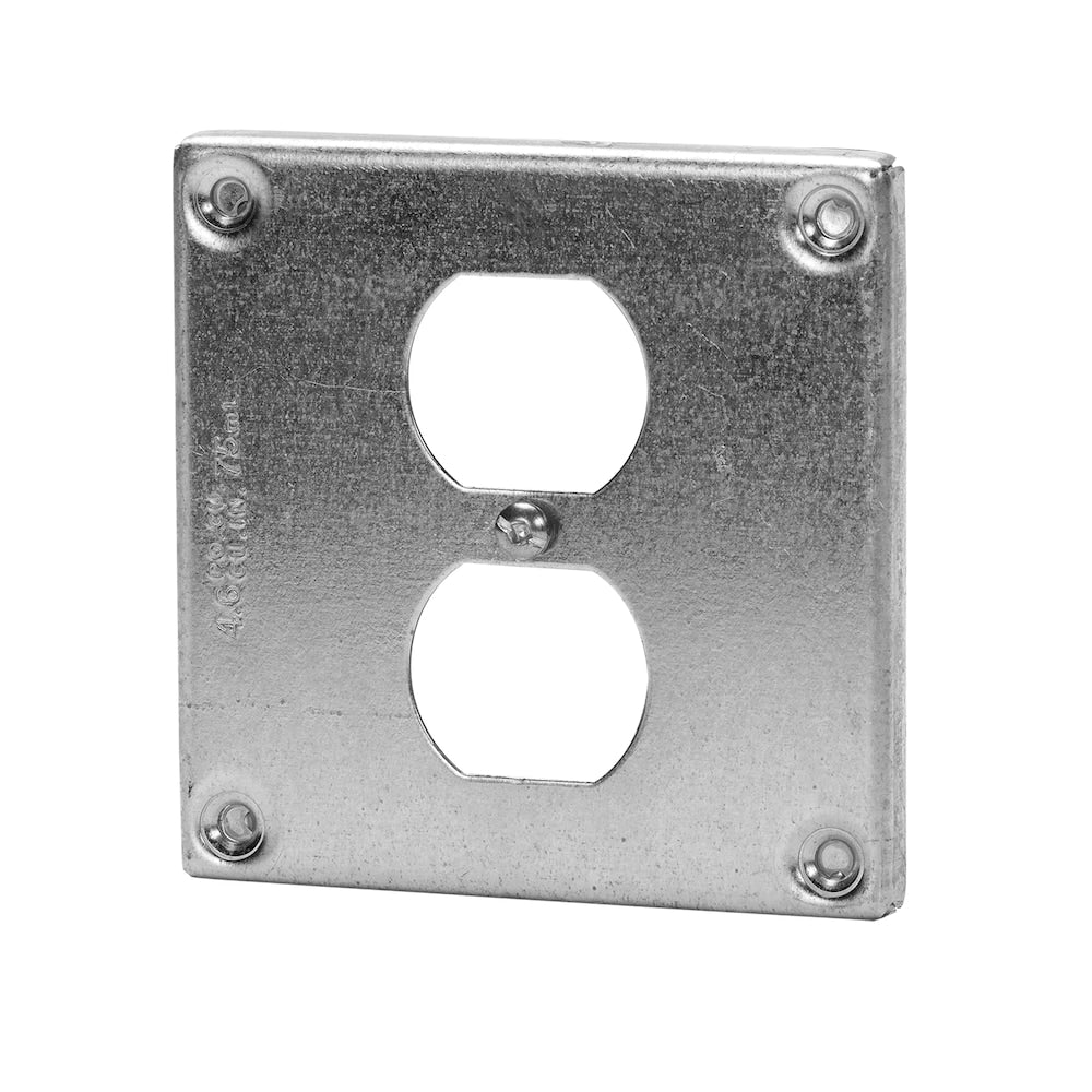 4 in. surface cover 4.6 cu in. 3/8 in. raised for one duplex receptacle