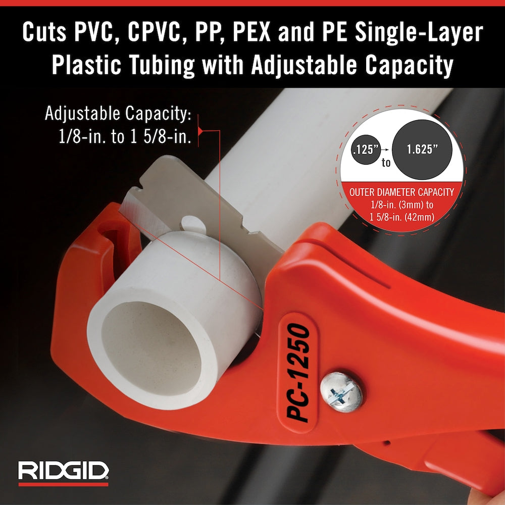 PC-1250 PVC and Plastic Tubing and Pipe Cutter