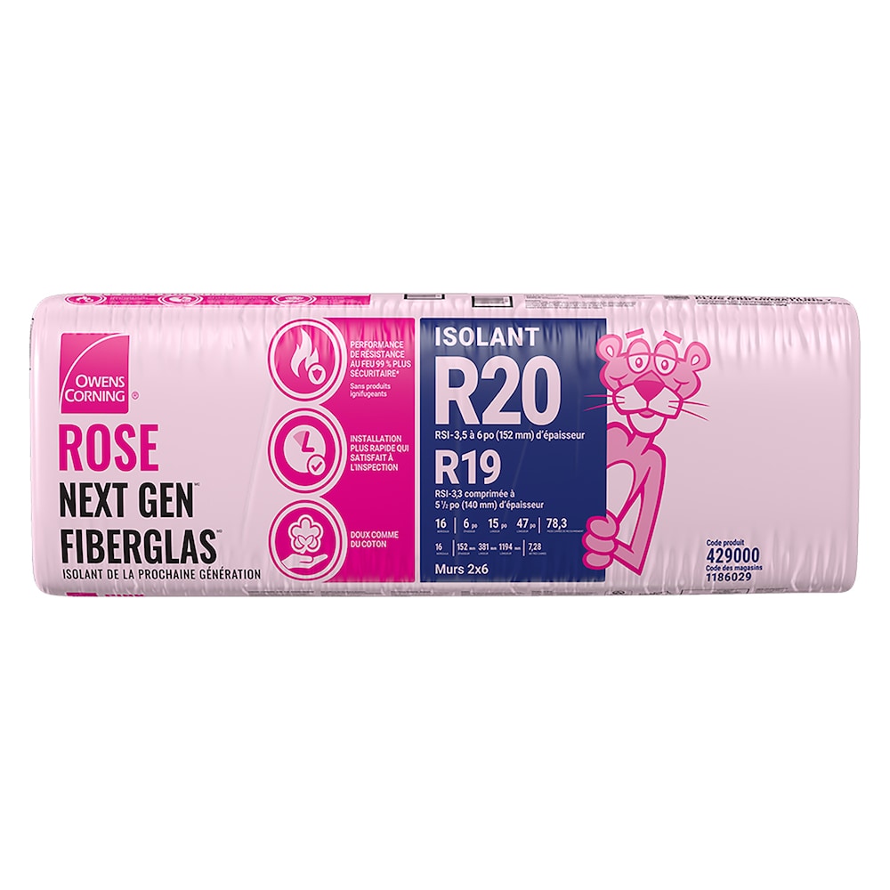 R-20 PINK NEXT GEN FIBERGLAS Insulation 15-inch x 47-inch x 6-inch (78.3 sq.ft.)