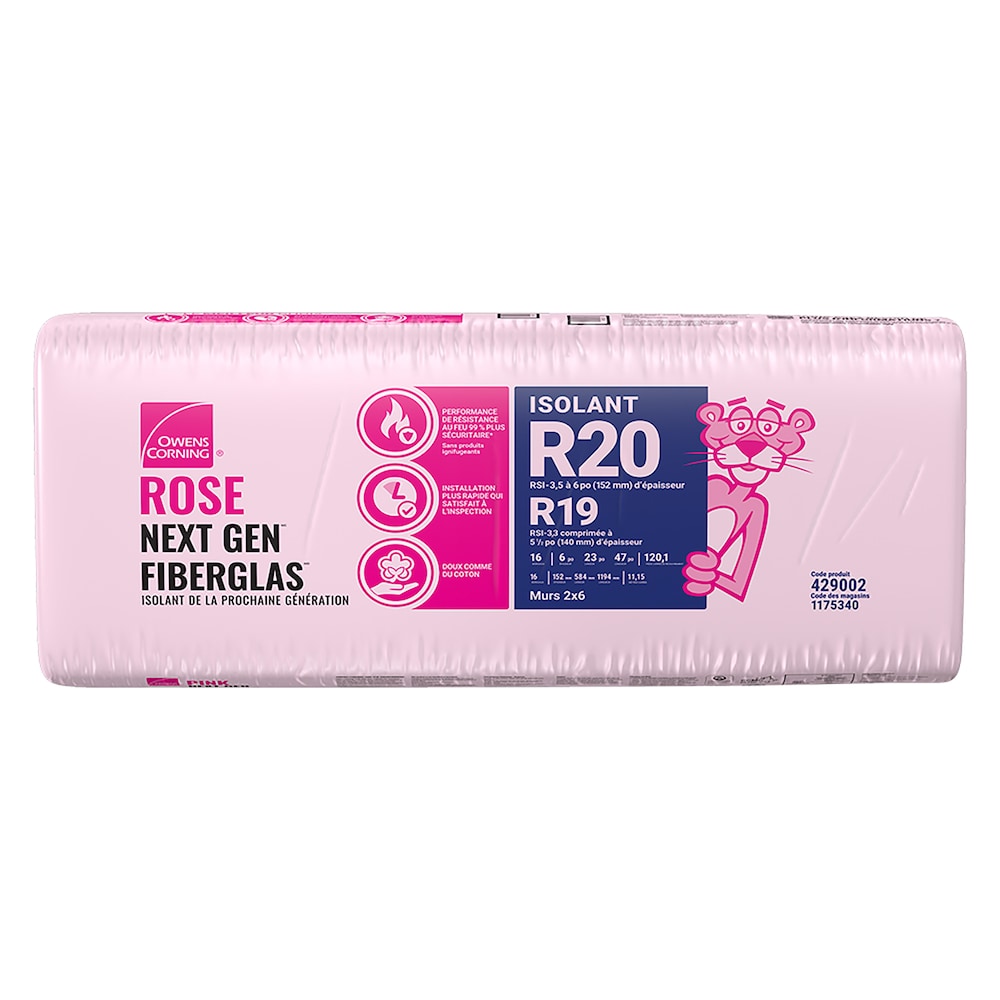 R-20 PINK NEXT GEN FIBERGLAS Insulation 23-inch x 47-inch x 6-inch (120.0 sq.ft.)