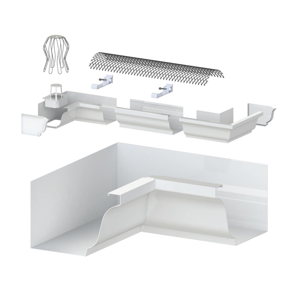 Gouttière d'angle intérieure en aluminium de 5 pouces (gouttière) à onglet en blanc Pro Pack (20 pièces)