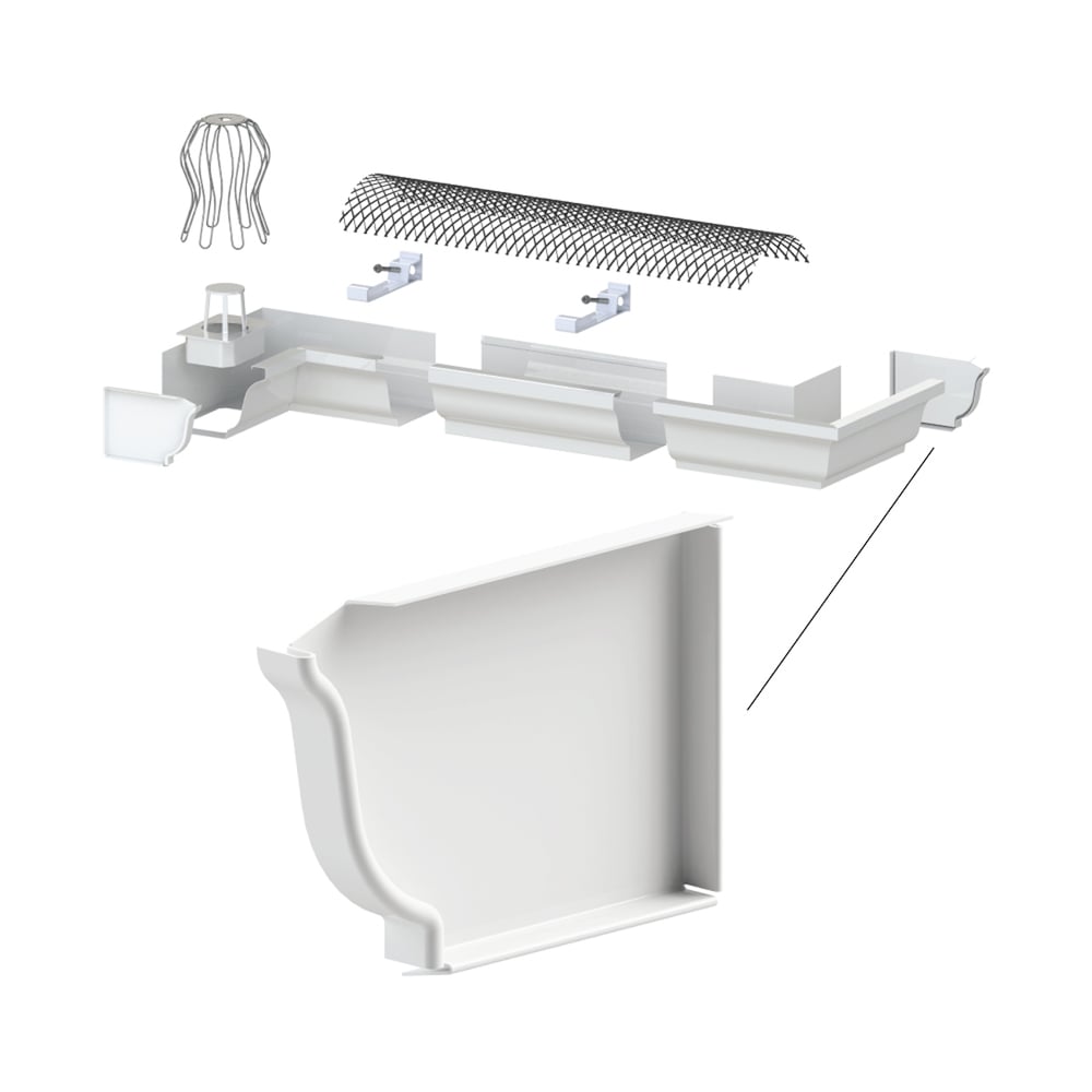 Embout droit pour gouttière en aluminium de 5 pouces (gouttière) en blanc